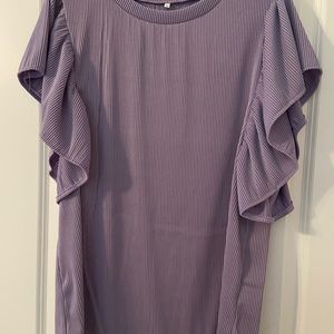 Dusty purple ribbed loose fitting tunic with ruffles sleeves size medium.